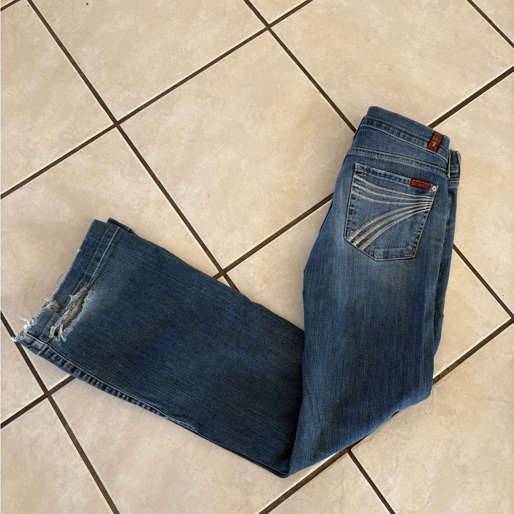 7 For All Mankind Dojo Light Blue Straight Leg Jeans